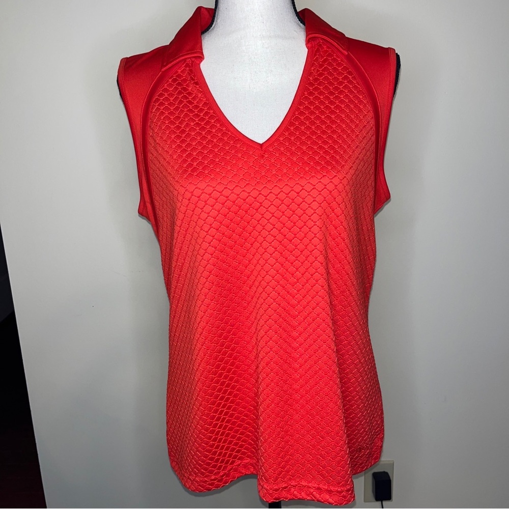 Izod Golf Athletic Sleeveless Classic Cool Fx Shirt Red Womens Large